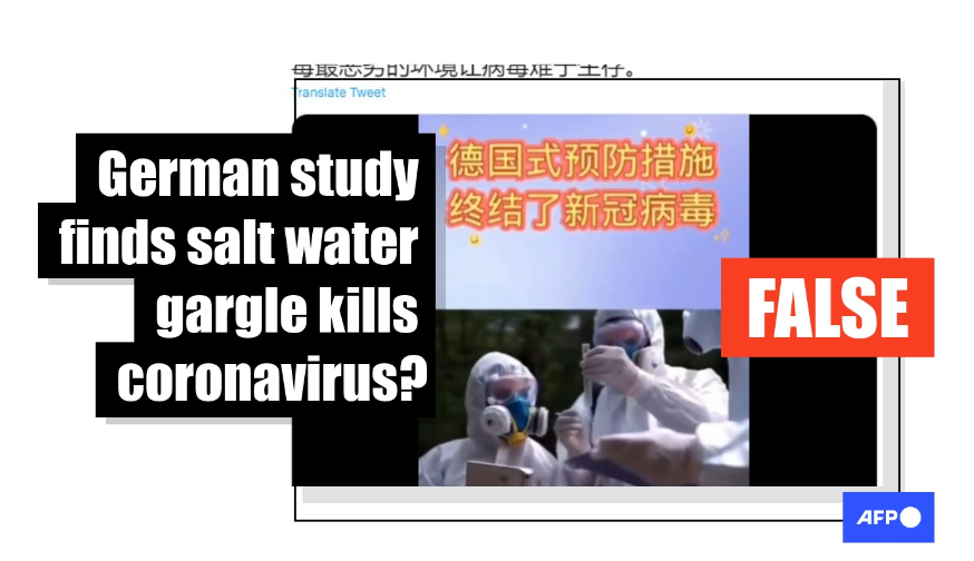 False posts misrepresenting German study claim gargling with salt water kills coronavirus