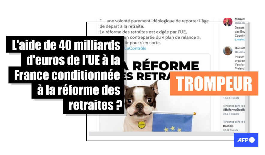 L’UE n’a pas conditionné le versement de son plan de relance à la France à une réforme des retraites