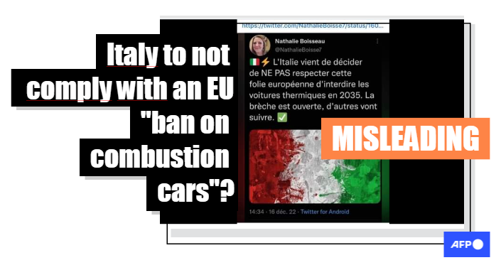 Claims about Italy deciding not to comply with an EU ‘ban on combustion cars’ in 2035 are misleading