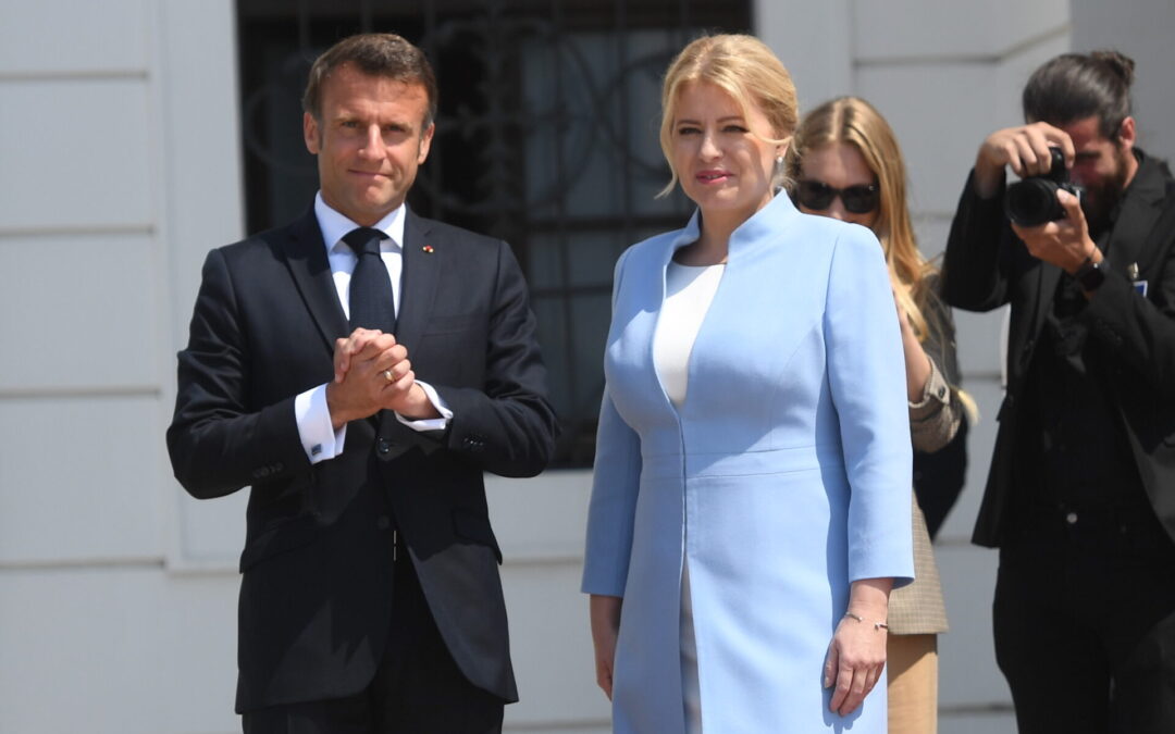 Prezidentka SR Zuzana Čaputová a francúzsky prezident Emannuel Macron.