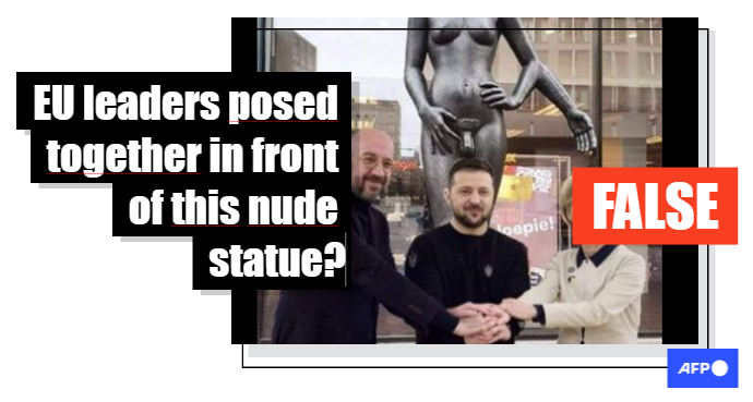 Photo of EU leaders, Zelensky in front of nude statue is doctored