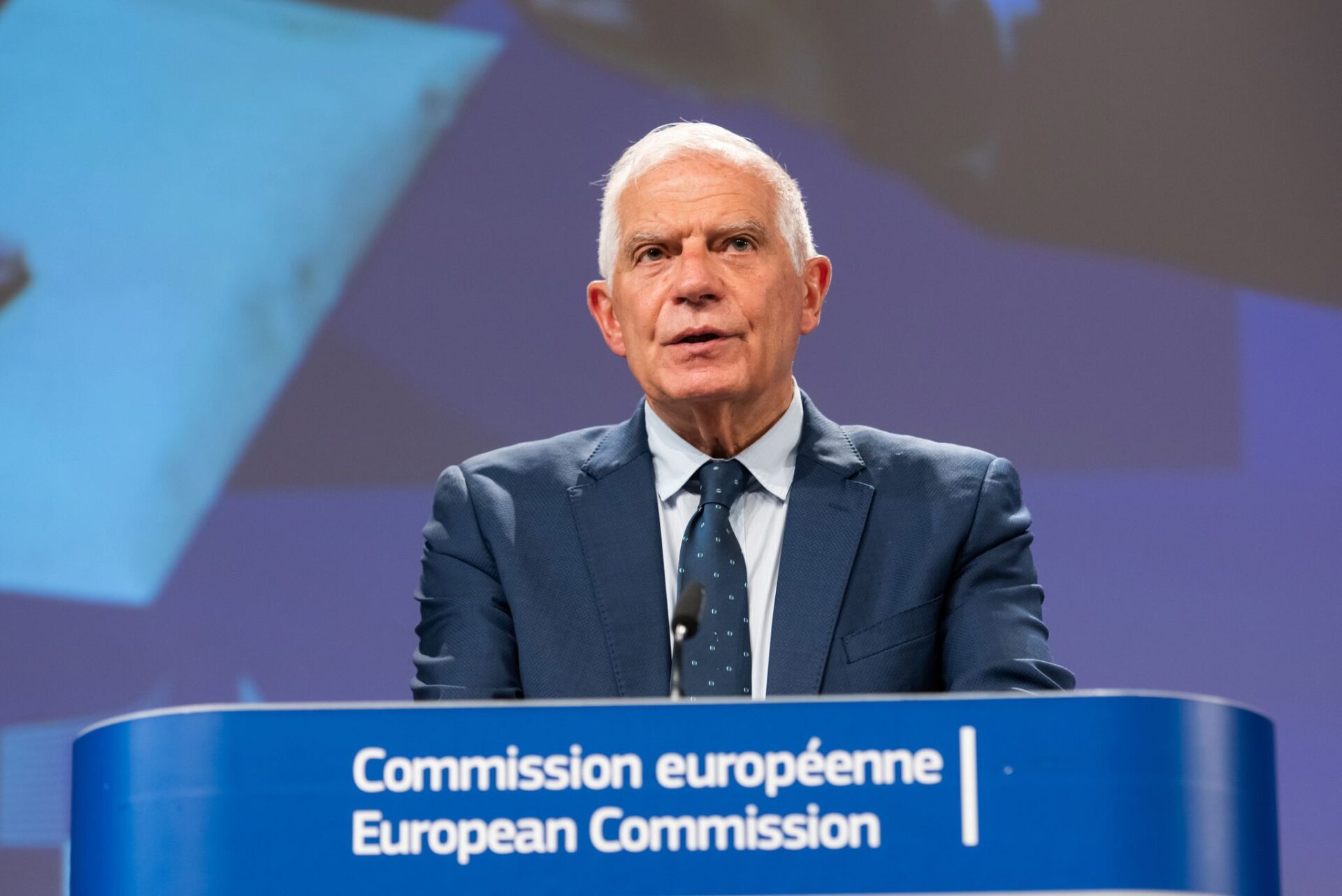 Josep Borrell, EU High Representative for Foreign Affairs and Security Policy, speaks during a press conference. Borrell, has spoken out against an attack on police in Kosovo on Sunday which left one officer dead and two injured.