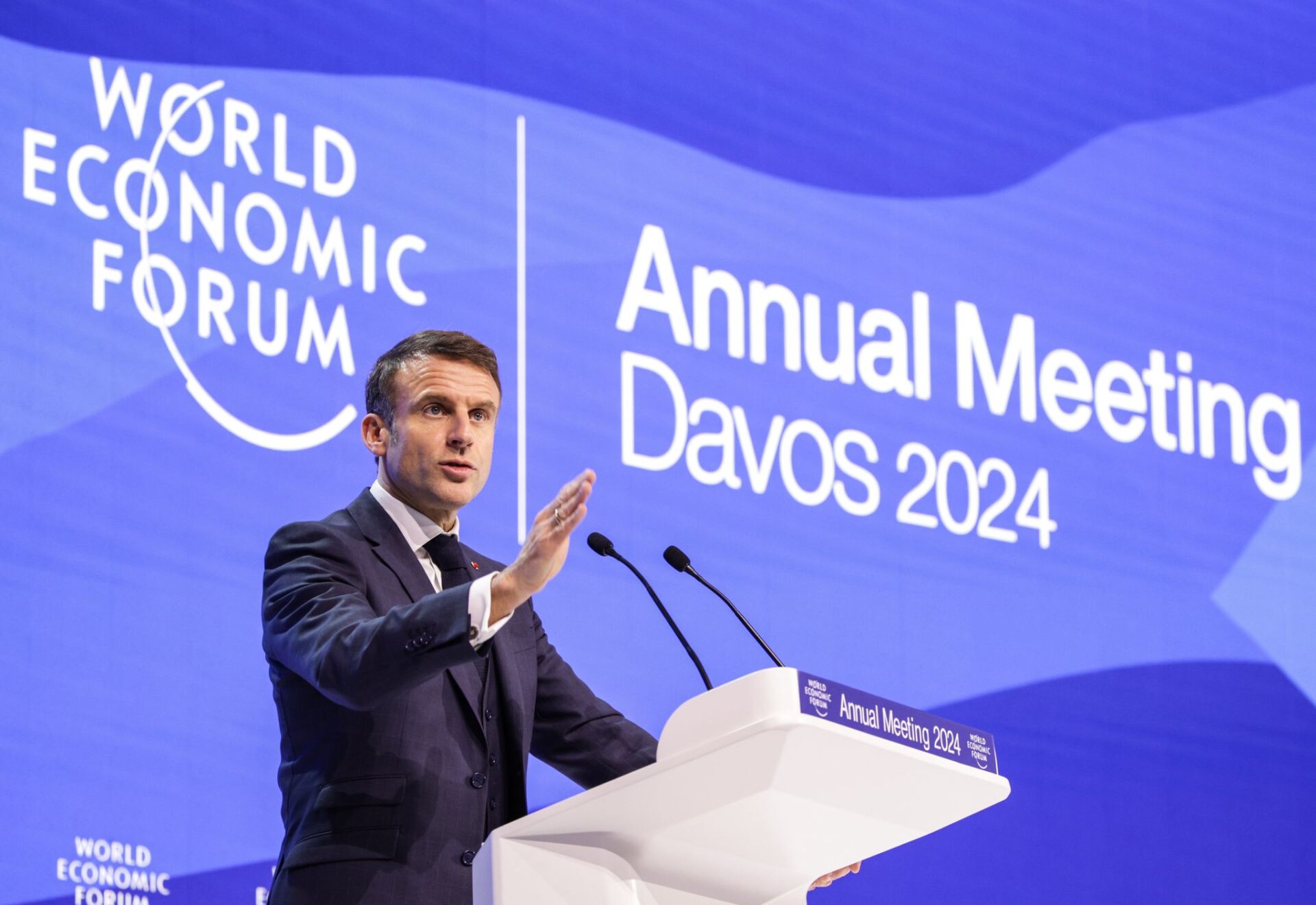 Emmanuel Macron, Präsident von Frankreich, spricht auf einer Veranstaltung des Weltwirtschaftsforum (WEF).