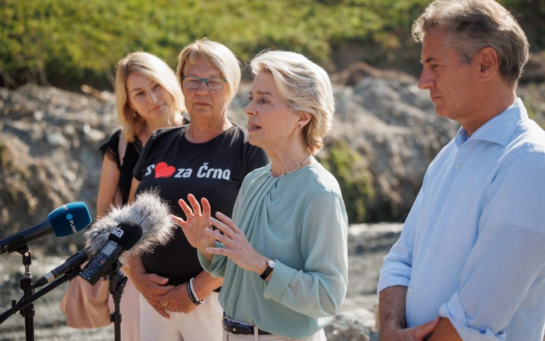 Von der Leyen v Sloveniji o popoplavni obnovi in prihodnji komisiji