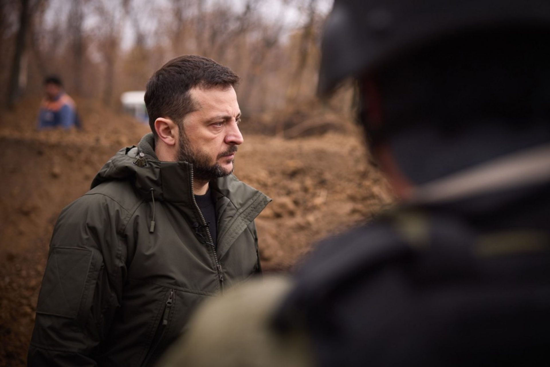 Ukrainian President Volodymyr Zelensky is briefed about the current situation during his visit to Donetsk.