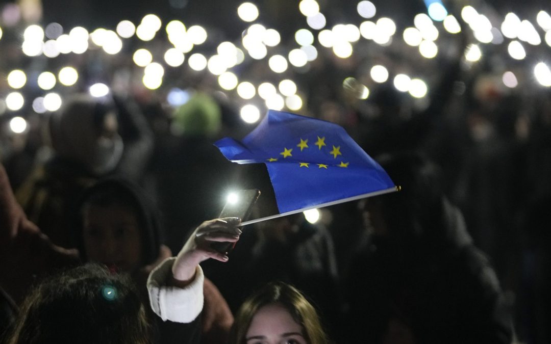 Protests in Georgia after country’s prime minister delays EU bid until 2028