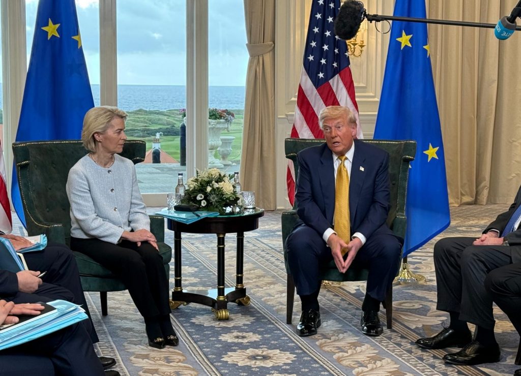 27 July 2025. European Commission President Ursula von der Leyen with US President Donald Trump in Turnberry, Scotland.